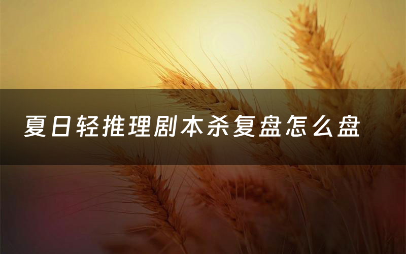 夏日轻推理剧本杀复盘怎么盘（夏日轻推理测评）