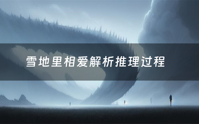 雪地里相爱解析推理过程(雪地里相爱剧本测评)