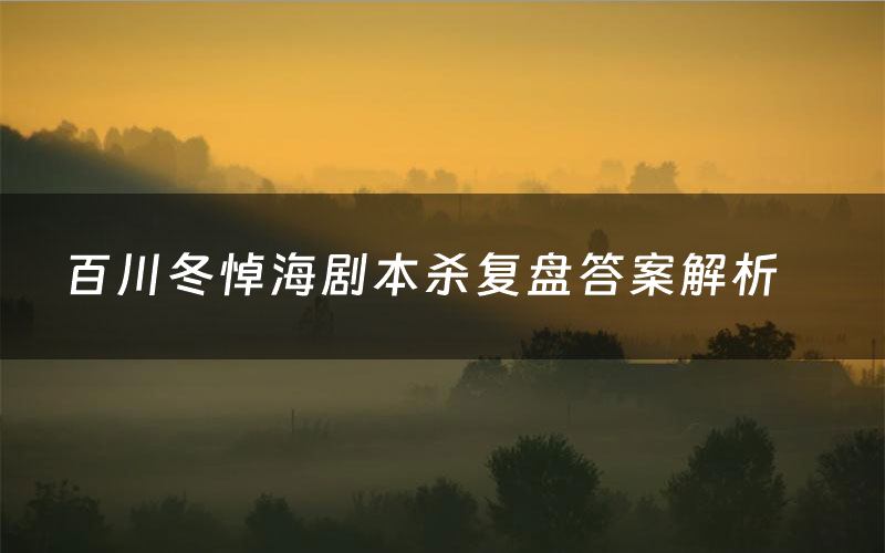百川冬悼海剧本杀复盘答案解析(百川冬悼海测评剧透)