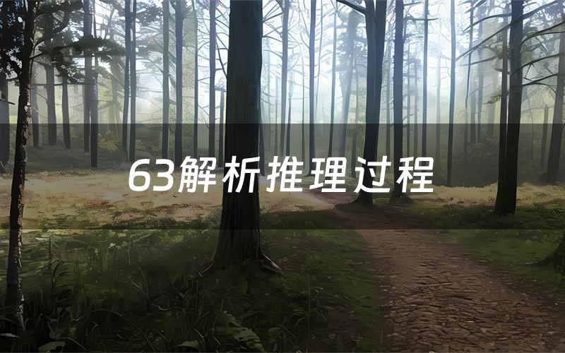 63解析推理过程(63剧本测评)